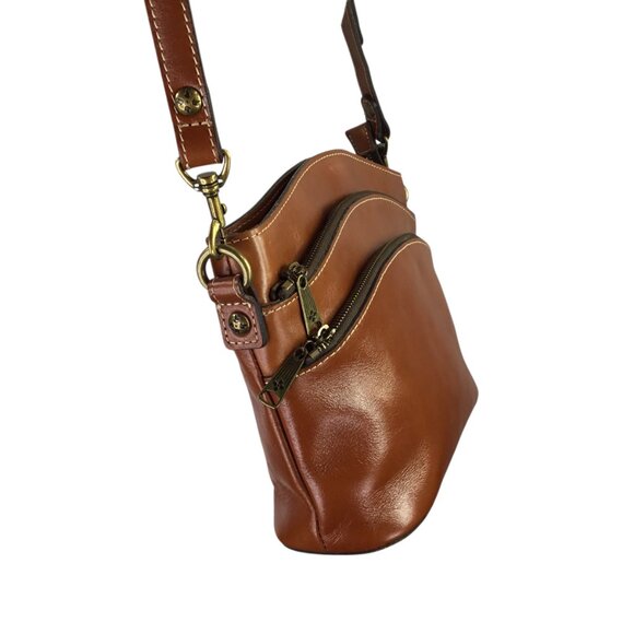 Patricia Nash Lorraine Crossbody Bag Purse Leather Brown Triple Zip - Picture 6 of 13